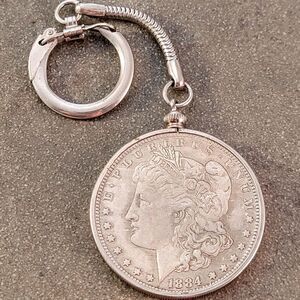 1884 O Morgan Silver Dollar Coin Replica Keychain